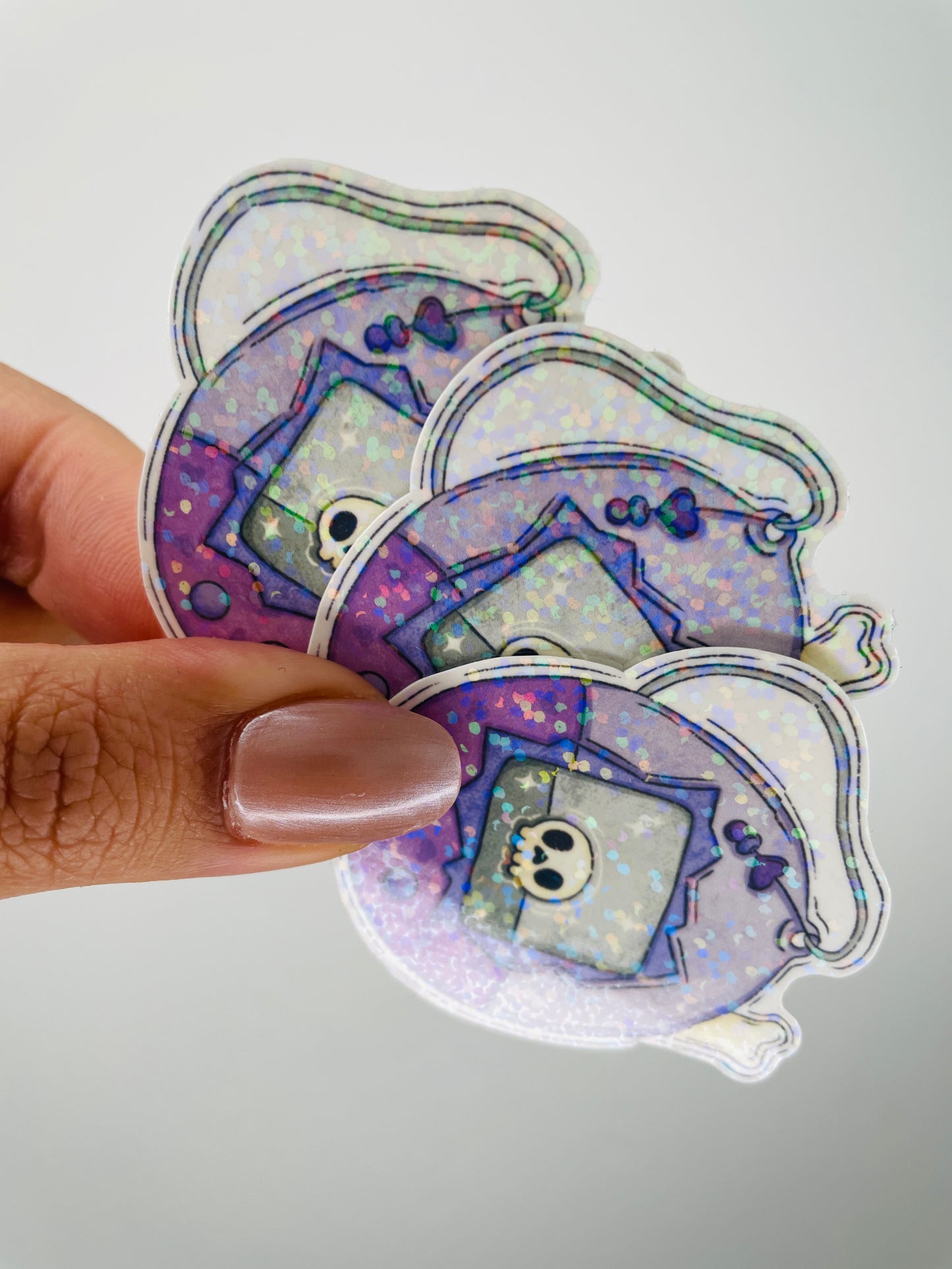 Holographic Skull Spooky Pocket Pal Sticker