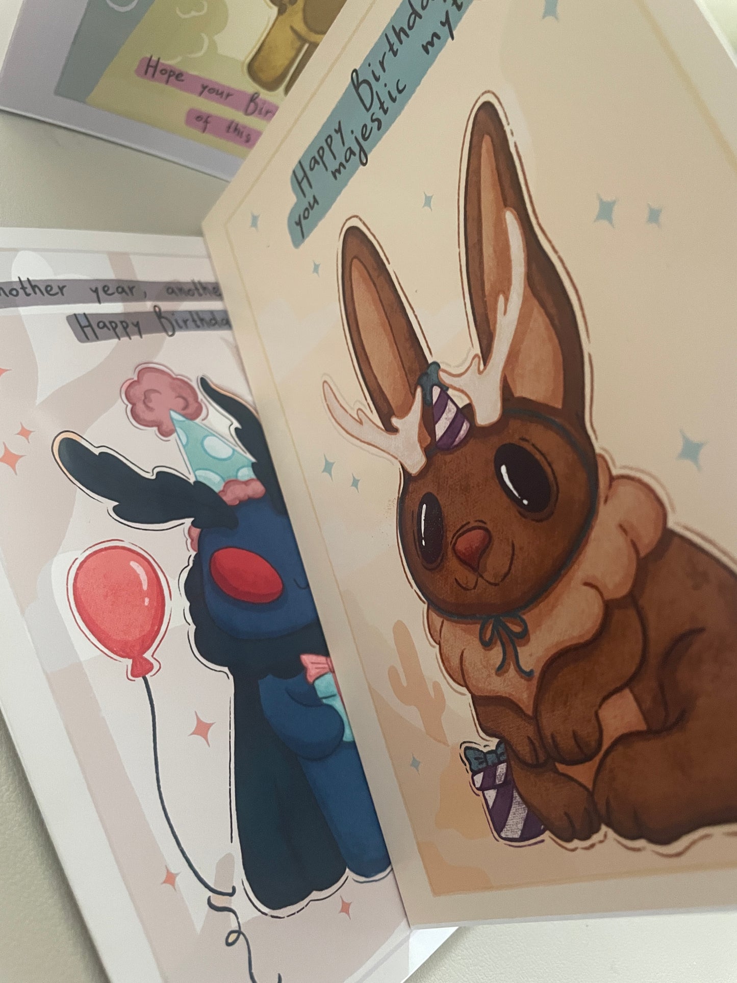 Jackalope Birthday Card - Handmade Greeting Card with Envelope + Stickers - The Cryptid Card Collection
