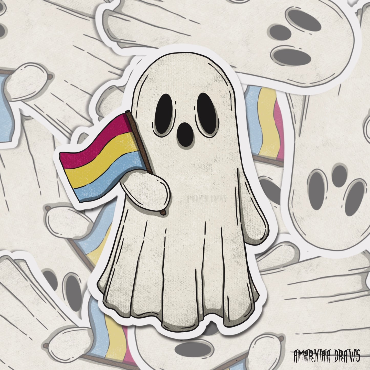 Pansexual Flag Ghost Sticker