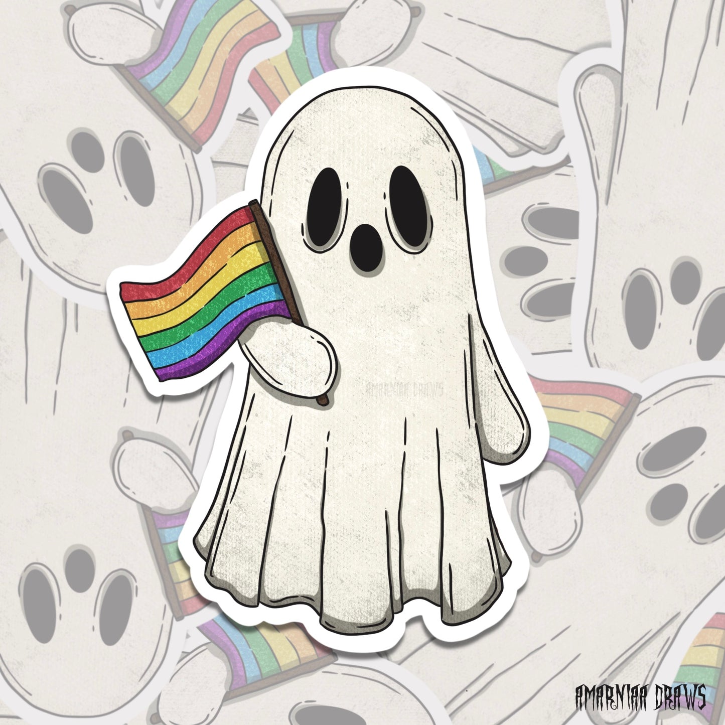 Pride Flag Ghost Sticker