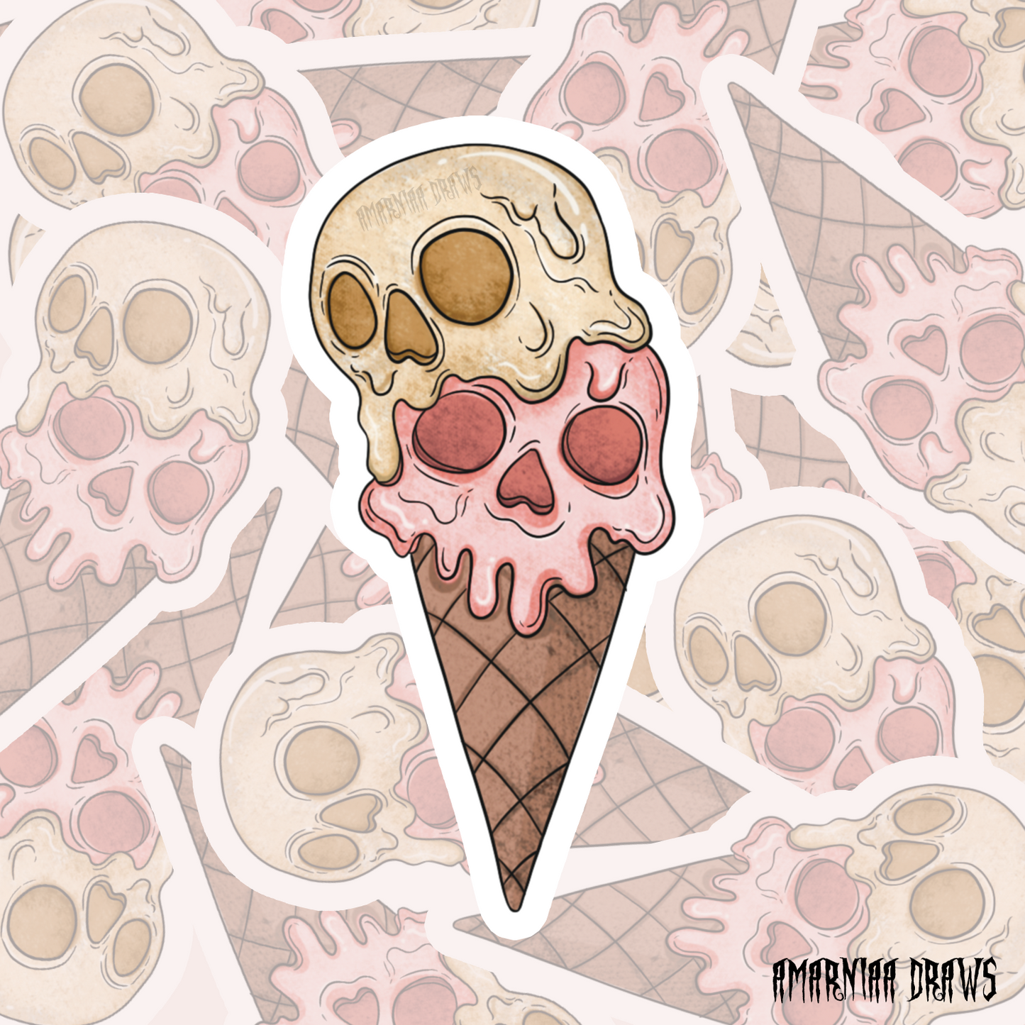 Skull Ice-cream Sticker
