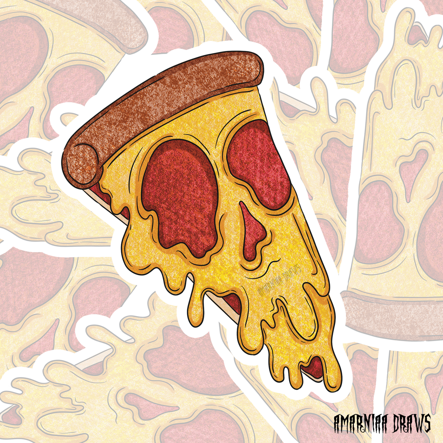 Skull Pizza Slice Sticker