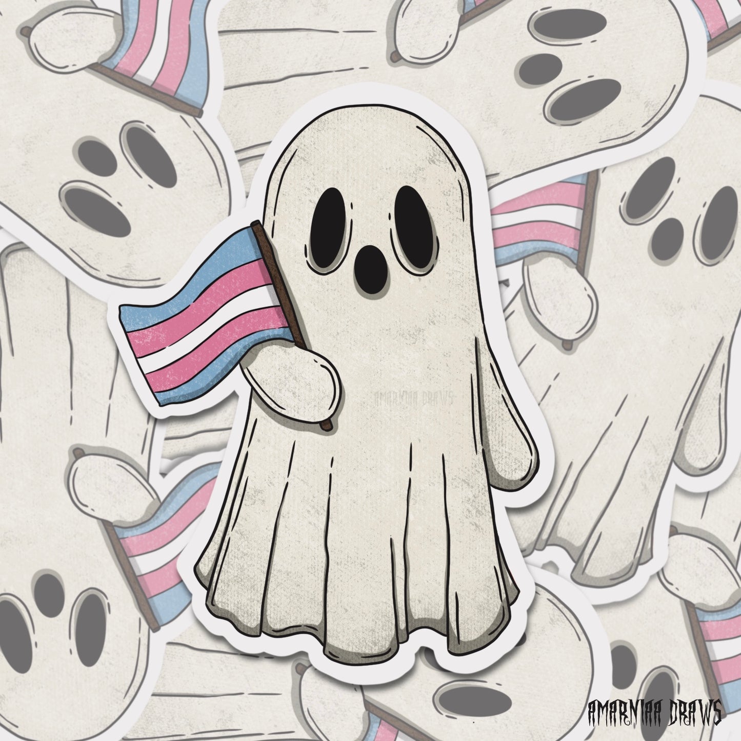 Trans Flag Ghost Sticker