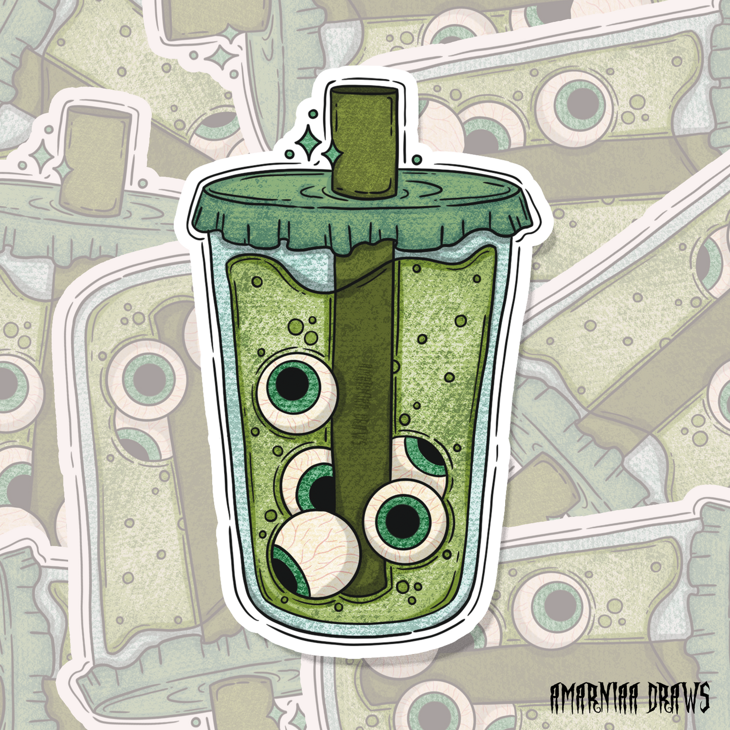 Creepy Eyeball Boba Sticker