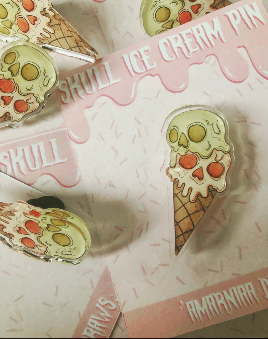 Skull Ice Cream Acrylic Pin