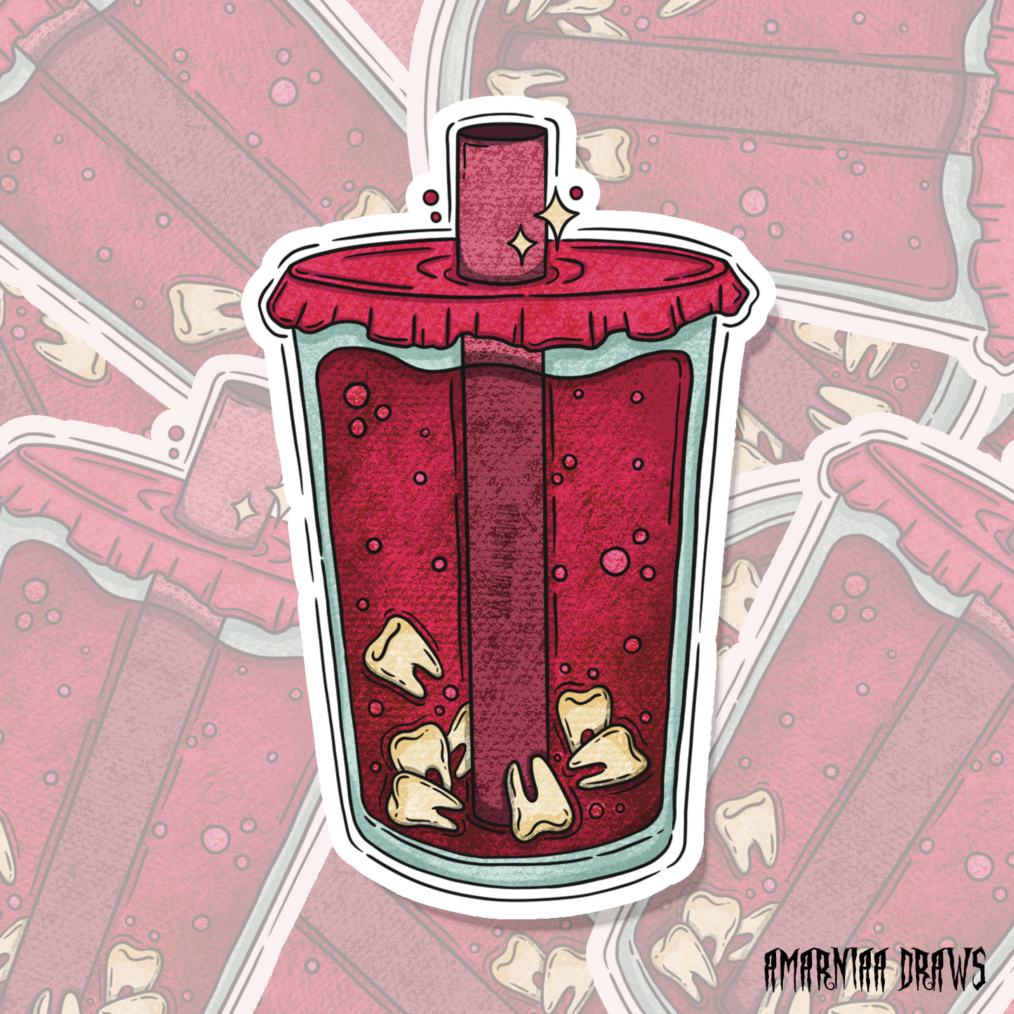 Creepy Teeth Boba Sticker