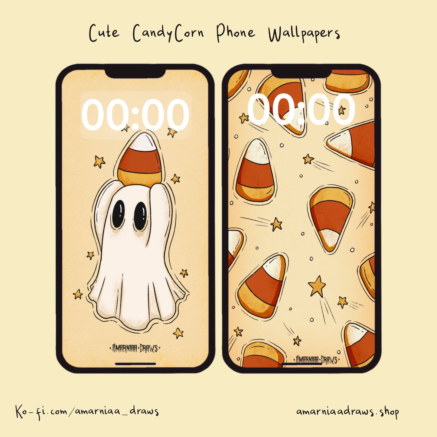Cute Candy Corn - Phone Wallpaper Set - Digital Download