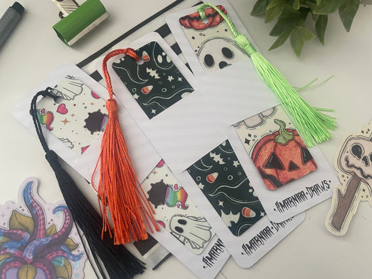 Chalk Board Ghosts | Metal Bookmark | Handmade Spooky Cute Halloween Stationery