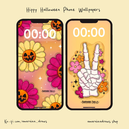 Hippie Halloween - Phone Wallpaper Set - Digital Download