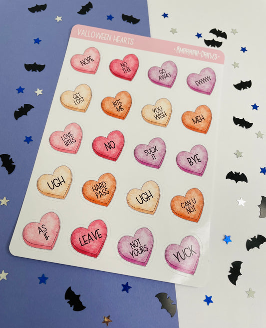 Valloween Hearts - Sticker Sheet
