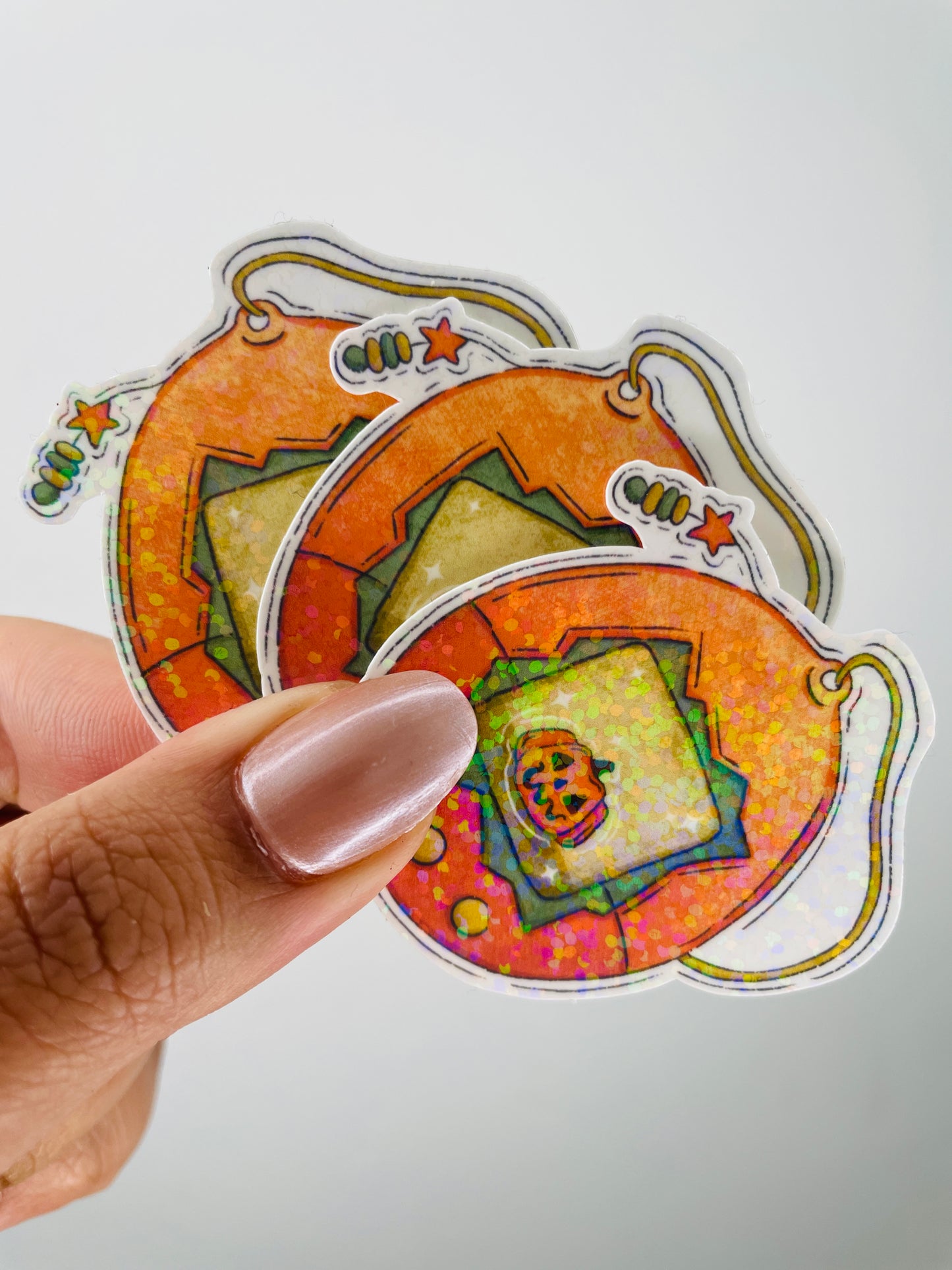 Holographic Pumpkin Spooky Pocket Pal Sticker