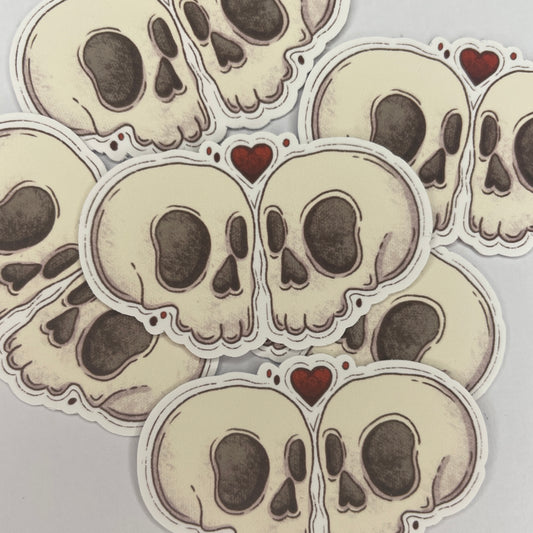 Kissing skulls Valloween Sticker