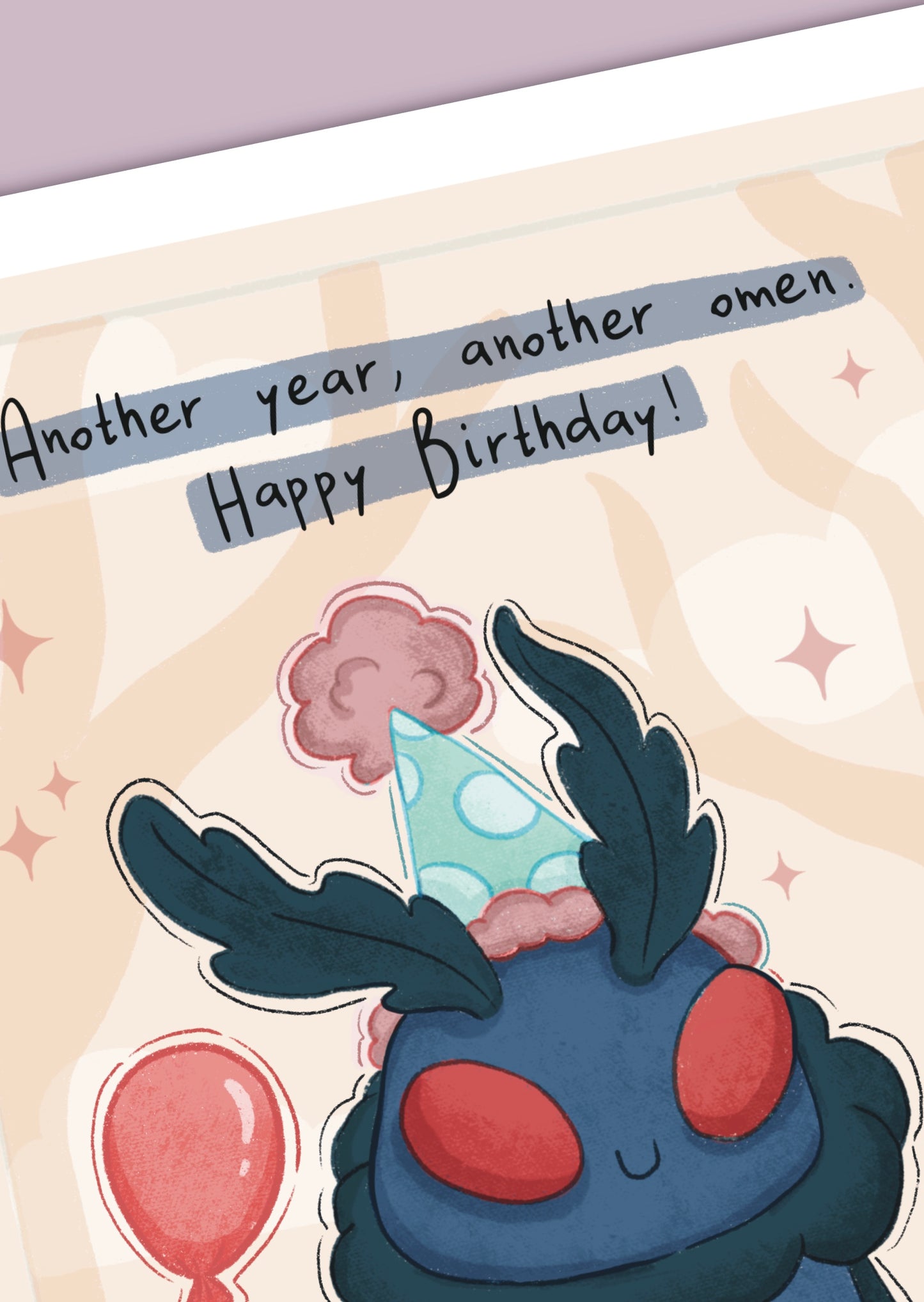 Mothman Birthday Card - Handmade Greeting Card with Envelope + Stickers - The Cryptid Card Collection