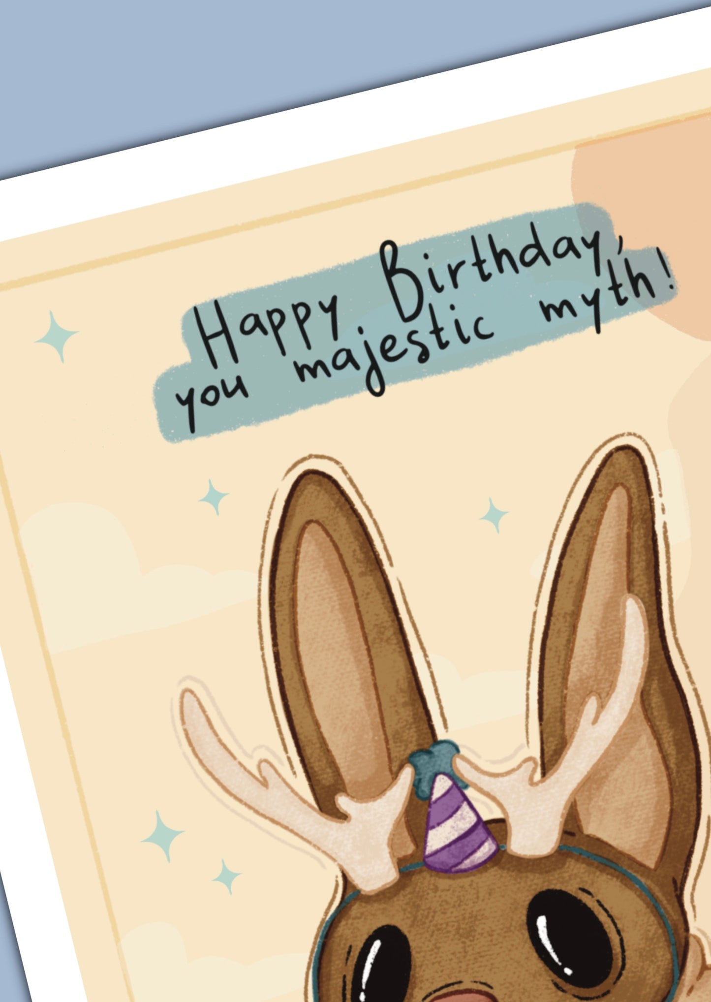 Jackalope Birthday Card - Handmade Greeting Card with Envelope + Stickers - The Cryptid Card Collection