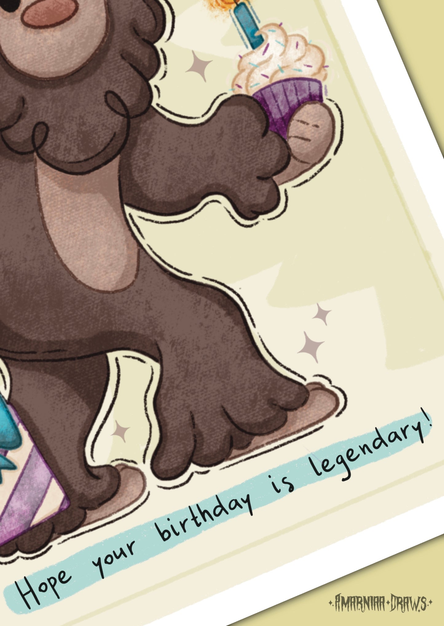 Bigfoot/Sasquatch Monster Birthday Card - Handmade Greeting Card with Envelope + Stickers - The Cryptid Card Collection