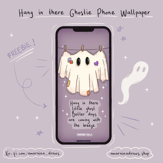 Hang In There Little Ghostie - Phone Wallpaper - Free Digital Download